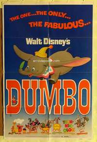 k779 DUMBO one-sheet movie poster R72 Walt Disney elephant classic!