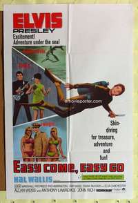 k778 EASY COME EASY GO one-sheet movie poster '67 scuba Elvis Presley!