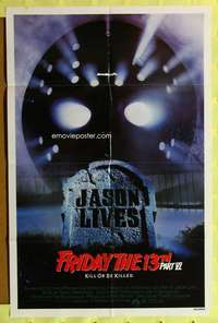 k746 FRIDAY THE 13th 6 one-sheet movie poster '86 slasher horror sequel!
