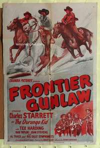k744 FRONTIER GUNLAW one-sheet movie poster '45 Starrett as Durango Kid!