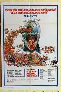 k708 IT'S A MAD, MAD, MAD, MAD WORLD one-sheet movie poster R70 Jack Davis
