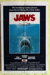 k700 JAWS one-sheet movie poster '75 Steven Spielberg classic shark!