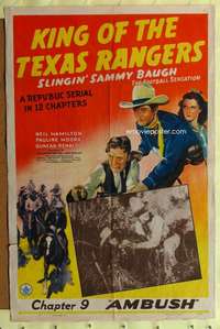 k676 KING OF THE TEXAS RANGERS Chap 9 one-sheet movie poster '41 serial