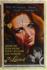 k654 LOCKET one-sheet movie poster '46 Laraine Day c/u, Robert Mitchum
