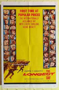k653 LONGEST DAY one-sheet movie poster '62 John Wayne, all-star cast!