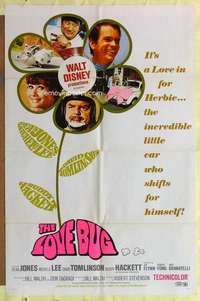 k642 LOVE BUG one-sheet movie poster '69 Disney, Volkswagen Beetle Herbie!