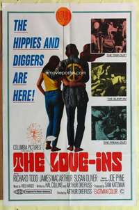 k634 LOVE-INS one-sheet movie poster '67 hippies & diggers, sex & drugs!