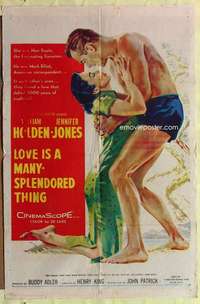 k640 LOVE IS A MANY-SPLENDORED THING one-sheet movie poster '55 Holden