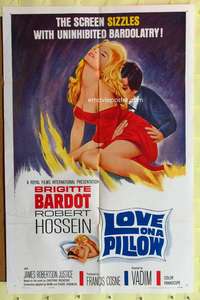 k637 LOVE ON A PILLOW one-sheet movie poster '64 sexy Brigitte Bardot!