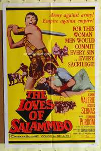 k631 LOVES OF SALAMMBO one-sheet movie poster '62 Purdom as Narr Havas!