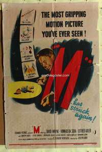 k628 M one-sheet movie poster '51 David Wayne, Raymond Burr, film noir!