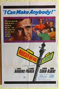 k623 MADISON AVENUE one-sheet movie poster '61 Dana Andrews, Eleanor Parker