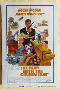 k609 MAN WITH THE GOLDEN GUN west hemi one-sheet movie poster '74 Moore as James Bond