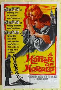 k603 MATTER OF MORALS one-sheet movie poster '61 Pat O'Neal, Maj-Britt