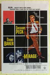 k598 MIRAGE one-sheet movie poster '65 Gregory Peck, Diane Baker