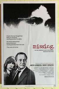k596 MISSING one-sheet movie poster '82 Jack Lemmon, Sissy Spacek