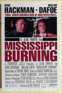 k595 MISSISSIPPI BURNING one-sheet movie poster '88 Gene Hackman, Dafoe