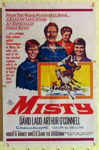 k593 MISTY one-sheet movie poster '61 David Ladd, Arthur O'Connell, horses!