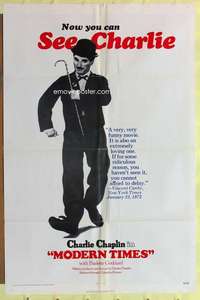 k591 MODERN TIMES one-sheet movie poster R72 classic Charlie Chaplin!