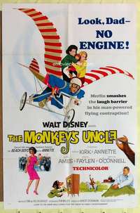 k583 MONKEY'S UNCLE one-sheet movie poster '65 Annette Funnicello w/ape!