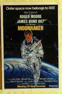 k578 MOONRAKER advance one-sheet movie poster '79 Moore as James Bond!