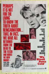 k560 MY BLOOD RUNS COLD one-sheet movie poster '65 Donahue, reincarnation!
