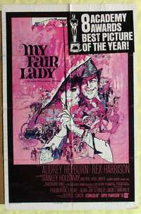 k558 MY FAIR LADY one-sheet movie poster '64 Audrey Hepburn, Bob Peak art!