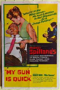 k556 MY GUN IS QUICK one-sheet movie poster '57 tough Mickey Spillane!