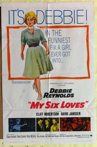 k554 MY SIX LOVES one-sheet movie poster '62 Debbie Reynolds, Robertson