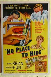 k539 NO PLACE TO HIDE one-sheet movie poster '56 biological germ warfare!