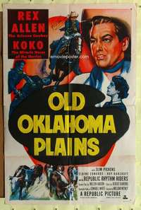 k532 OLD OKLAHOMA PLAINS signed one-sheet movie poster '52 Rex Allen western!
