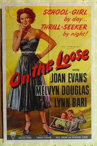 k530 ON THE LOOSE one-sheet movie poster '51 smoking bad girl Joan Evans!