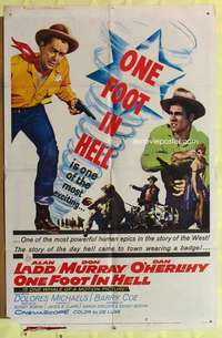 k526 ONE FOOT IN HELL one-sheet movie poster '60 Alan Ladd, Don Murray
