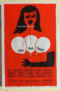 k524 ONE TWO THREE one-sheet movie poster '62 Billy Wilder, Saul Bass art!