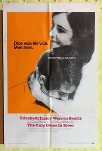 k523 ONLY GAME IN TOWN int'l one-sheet movie poster '69 Elizabeth Taylor, Beatty
