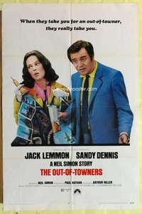 k510 OUT-OF-TOWNERS one-sheet movie poster '70 Jack Lemmon, Sandy Dennis
