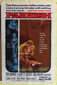 k499 PARRISH one-sheet movie poster '61 Troy Donahue, Claudette Colbert