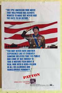 k492 PATTON one-sheet movie poster '70 George C. Scott military classic!
