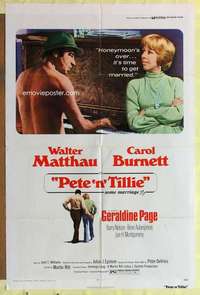 k485 PETE 'N' TILLIE one-sheet movie poster '73 Walter Matthau, Burnett