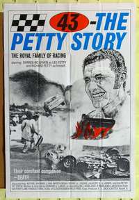 k983 43: THE RICHARD PETTY STORY white one-sheet movie poster '72 NASCAR