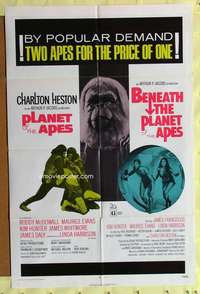 k463 PLANET OF THE APES/BENEATH THE PLANET OF THE APES one-sheet movie poster '71