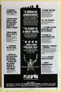 k462 PLATOON reviews 1sh '86 Oliver Stone, Tom Berenger, Willem Dafoe, Vietnam War!