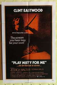 k459 PLAY MISTY FOR ME one-sheet movie poster '71 classic Clint Eastwood!