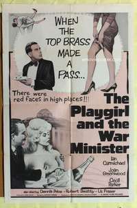 k458 PLAYGIRL & THE WAR MINISTER one-sheet movie poster '62 Joan Greenwood