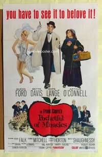 k457 POCKETFUL OF MIRACLES one-sheet movie poster '62 Frank Capra, Ford