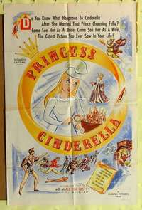 k453 PRINCESS CINDERELLA one-sheet movie poster '55 Italian fantasy!