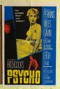 k451 PSYCHO one-sheet movie poster '60 Janet Leigh, Alfred Hitchcock