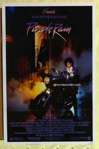 k448 PURPLE RAIN one-sheet movie poster '84 Prince riding motorcycle!