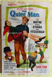 k445 QUIET MAN one-sheet movie poster R57 John Wayne, Maureen O'Hara