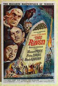 k430 RAVEN one-sheet movie poster '63 Boris Karloff, Price, Lorre